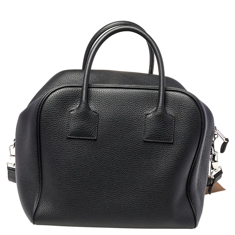 Trendy Inspired Burberry Black Leather Medium Cube Satchel