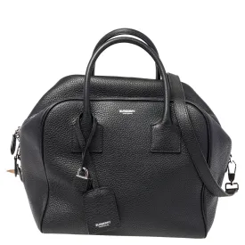 Trendy Inspired Burberry Black Leather Medium Cube Satchel