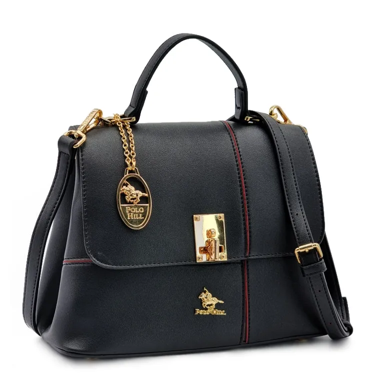 Turn Lock Flap Satchel Crossbody Sling Bag
