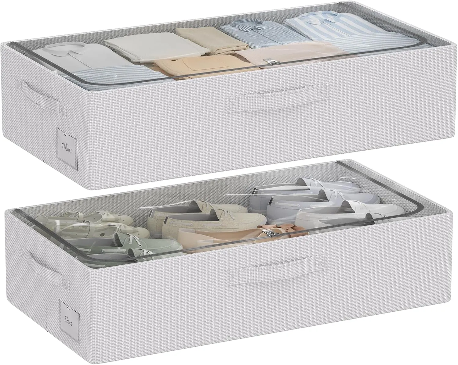 Under Bed Storage Bins Frame Storage Box Oxford Fabric Sturdy Underbed Container Foldable Stackable Large Capacity Clothes Organizer