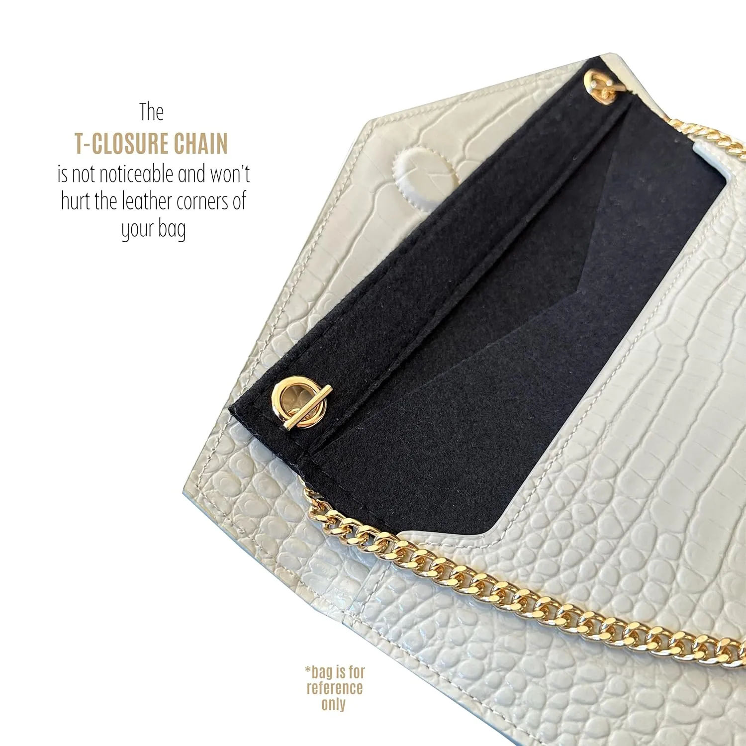 Uptown Clutch Conversion Kit with Gold Chain Wristlet Insert Wallet on Chain WOC Uptown Pouch Insert (Bubblegum)