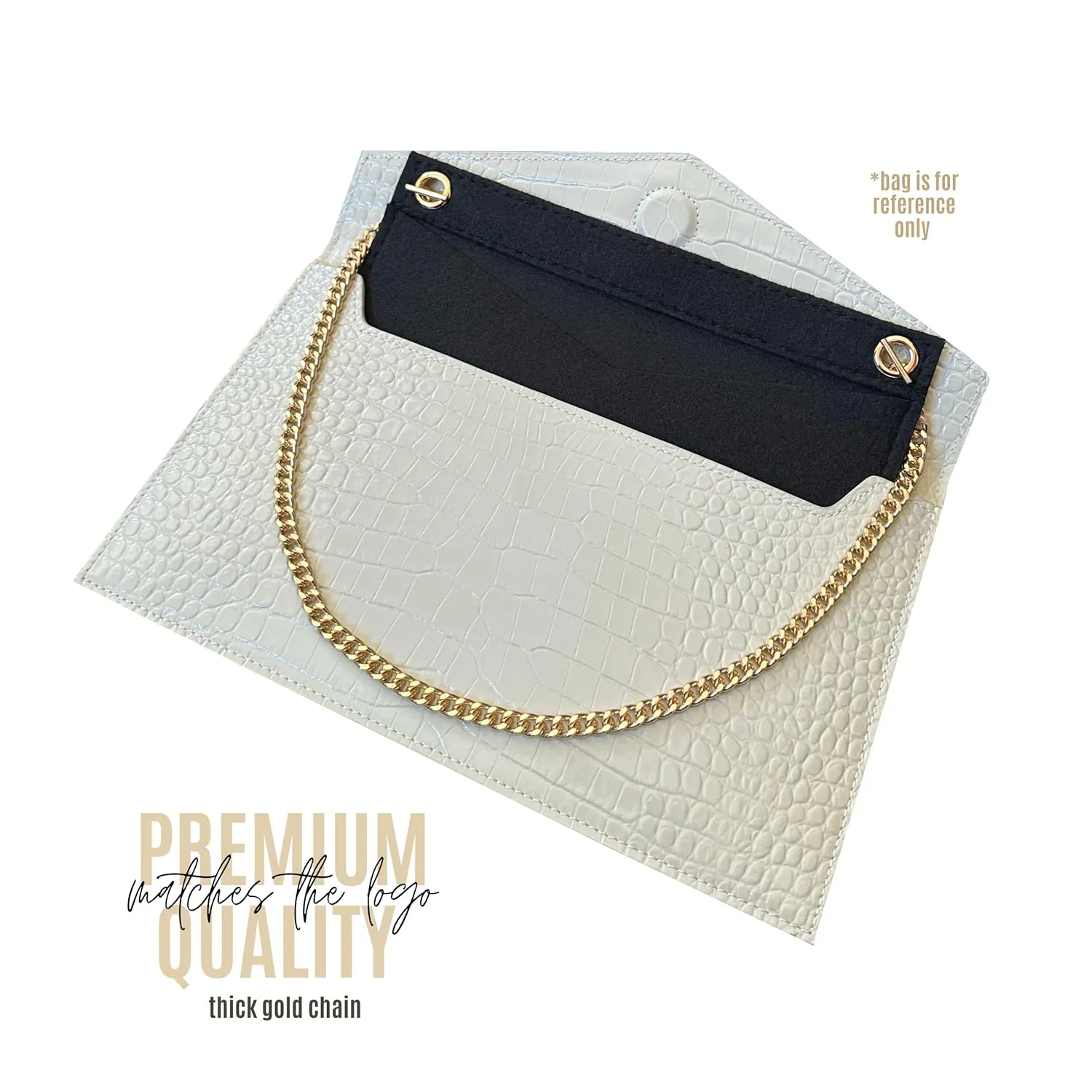 Uptown Clutch Conversion Kit with Gold Chain Wristlet Insert Wallet on Chain WOC Uptown Pouch Insert (Bubblegum)