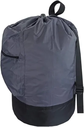 Washable Laundry Bag Backpack with Zipper Pocket, Heavy Duty Clothes Bag, 2 Strong Adjustable Shoulder Straps with Drawstring Closure for Travel, Camping or College, Grey