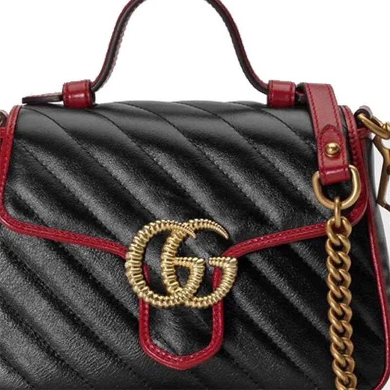 (WMNS) GUCCI GG Marmont Series mini hand Bag Single Shoulder Bag Black
