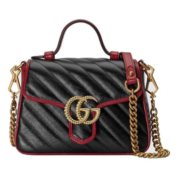 (WMNS) GUCCI GG Marmont Series mini hand Bag Single Shoulder Bag Black