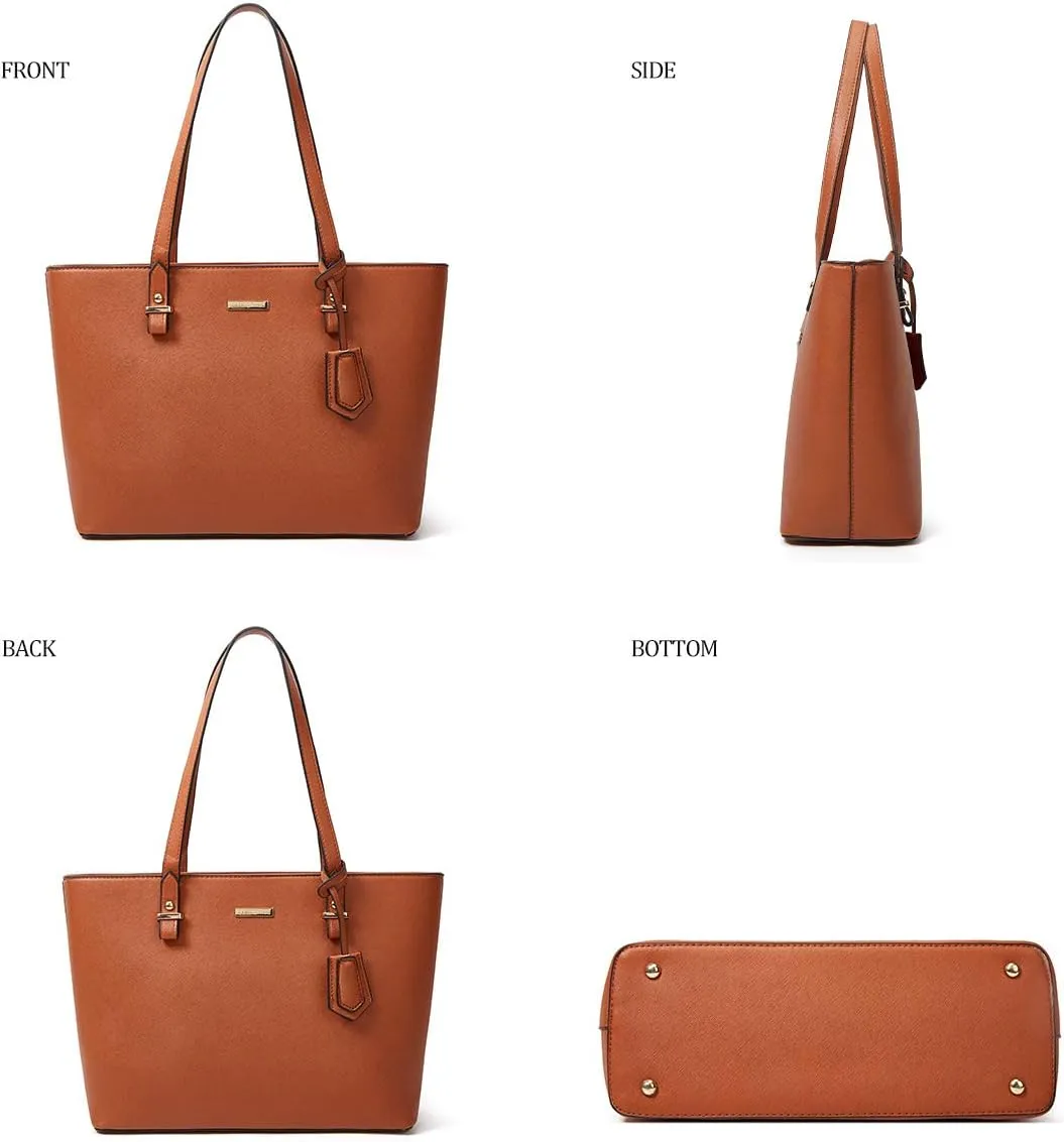 Women Fashion Synthetic Leather Handbags Tote Bag Shoulder Bag Top Handle Satchel Purse Set 4pcs