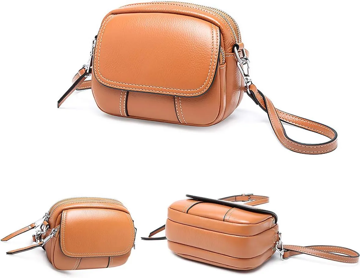 Women Retro Leather Satchel Bag Double Zipper Top Handle Mini Handbags Strap Shoulder Purse (Olive)