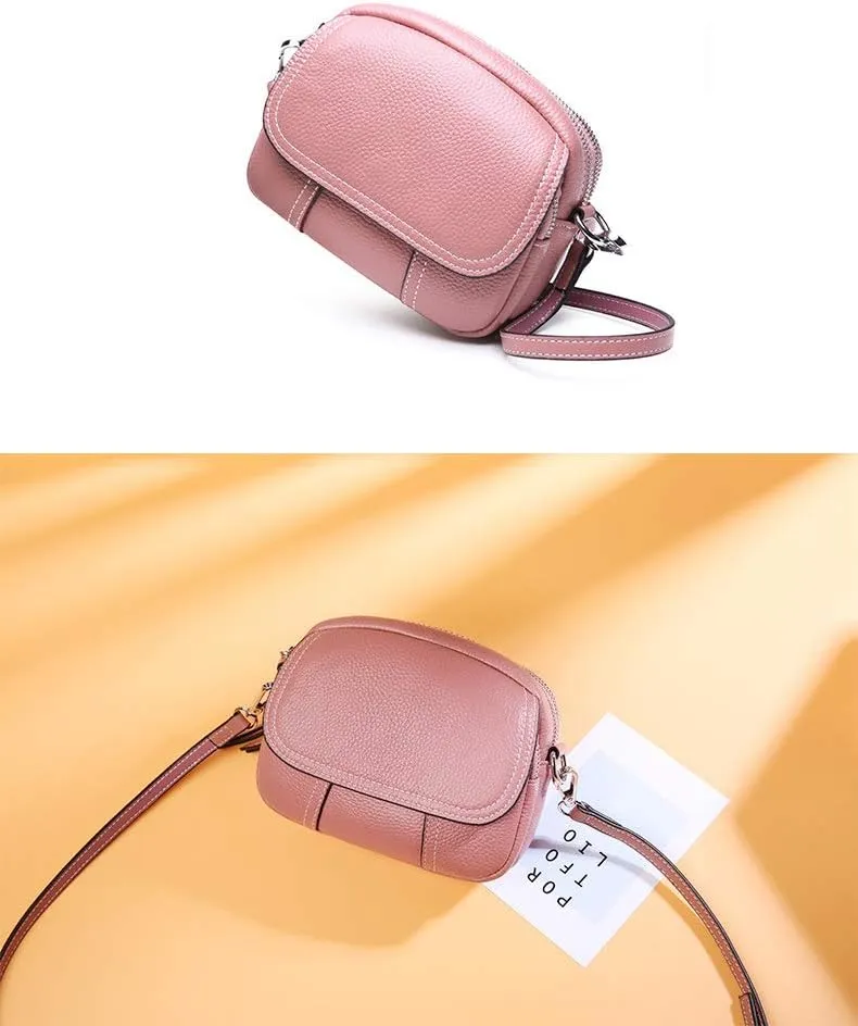 Women Retro Leather Satchel Bag Double Zipper Top Handle Mini Handbags Strap Shoulder Purse (Olive)