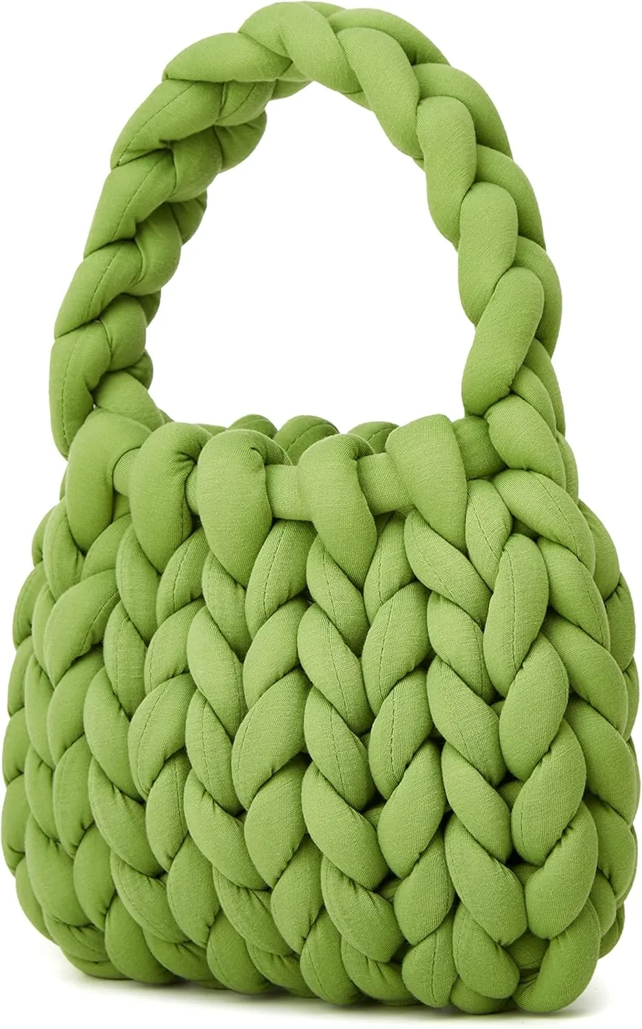 Women's Knit Clutch Bag Handmade Woven Polyeater Knit Satchel Purse Handbag Shoulder Solid Color Bag