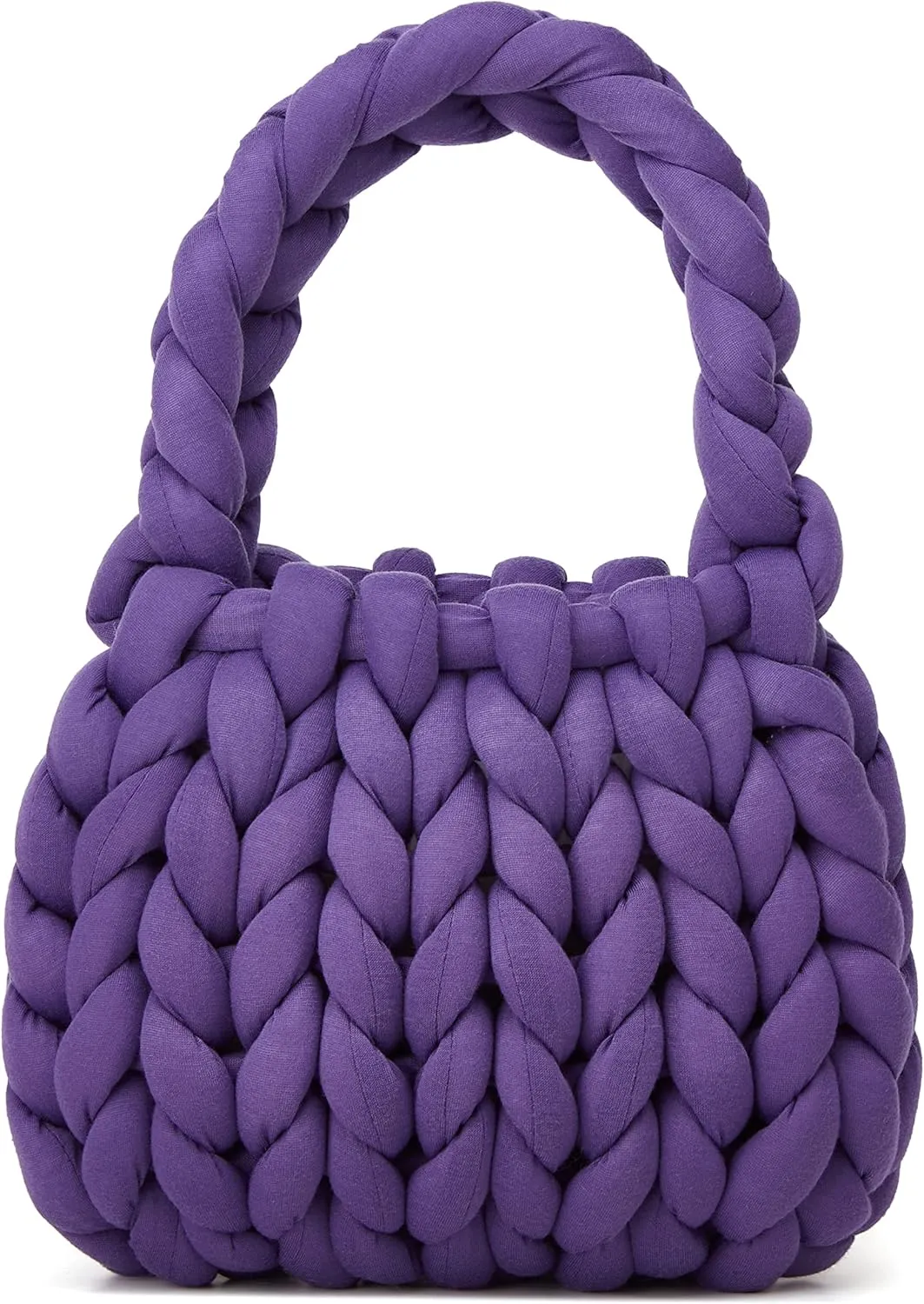 Women's Knit Clutch Bag Handmade Woven Polyeater Knit Satchel Purse Handbag Shoulder Solid Color Bag